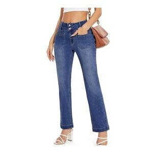 Flamingals Front Pockets Bell Bottom Jeans for Women 90 Mid Waisted Flare Boot S